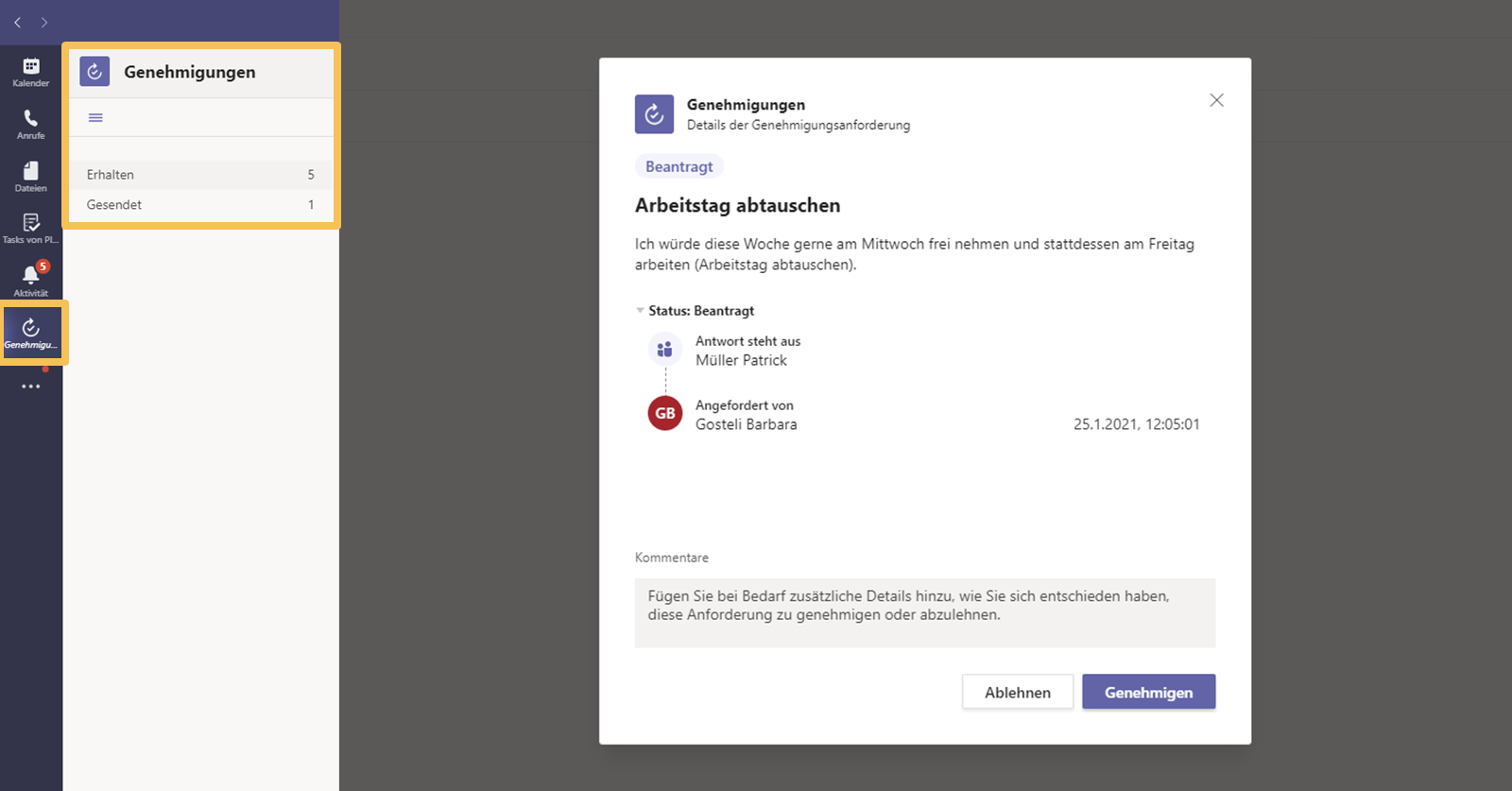 Was ist neu in Microsoft Teams | Approvals-Antrag eingereicht